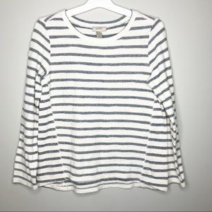 LOFT white and gray striped sweater